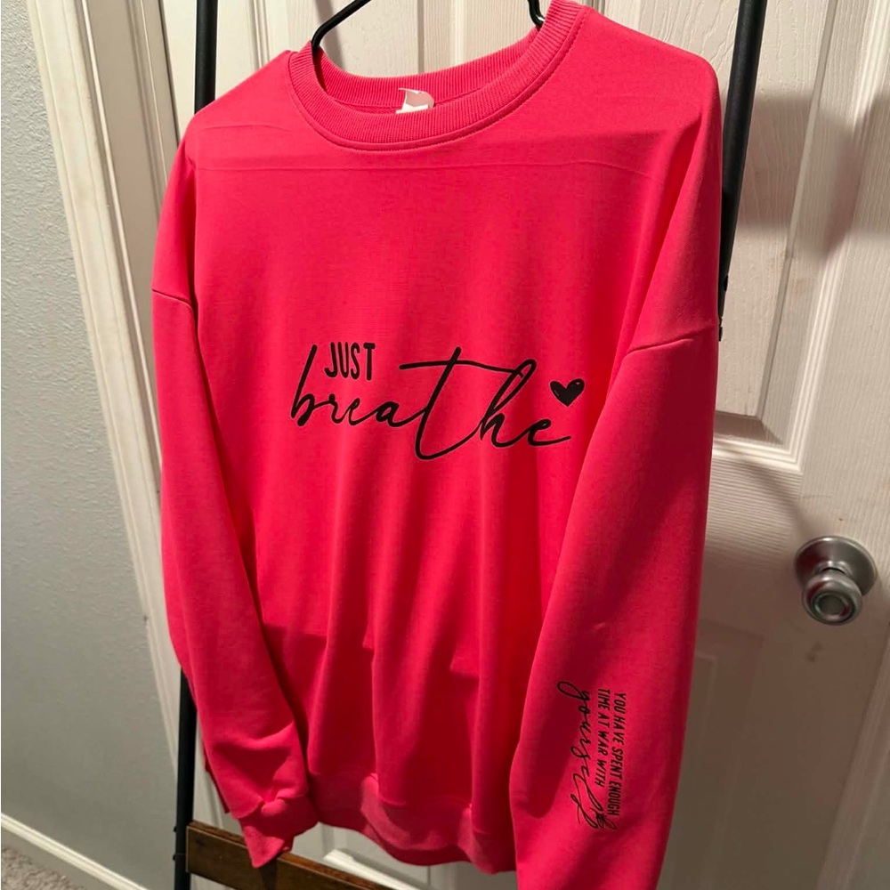 Just Breathe Pink Graphic Sweatshirt